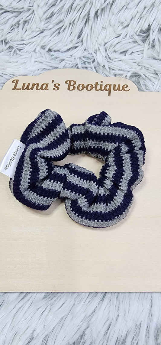 Navy & Grey Stripe Scrunchie