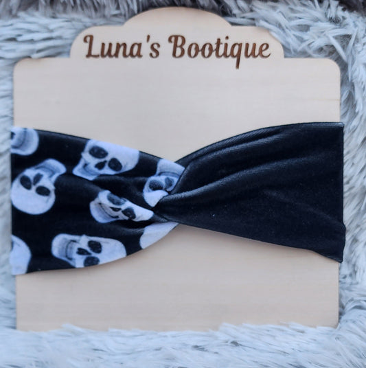 Velvet Skull Twist Headband