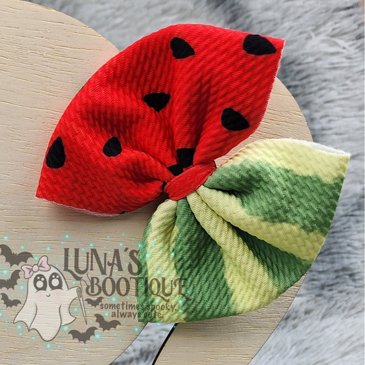 Watermelon Two-Tone Puff Bow