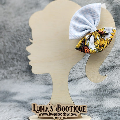 Blue Gingham Butterfly Puff Bow