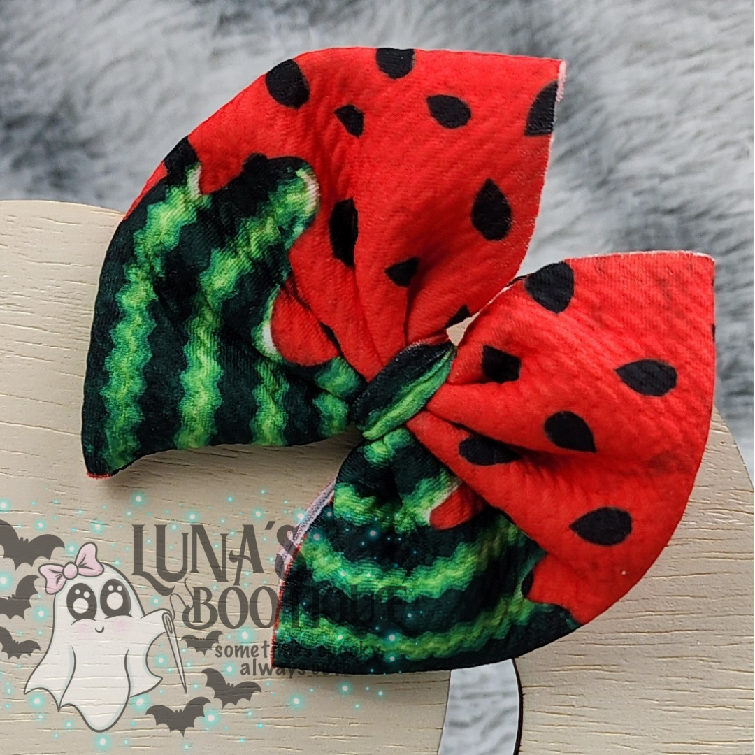 Watermelon Two-Tone Puff Bow